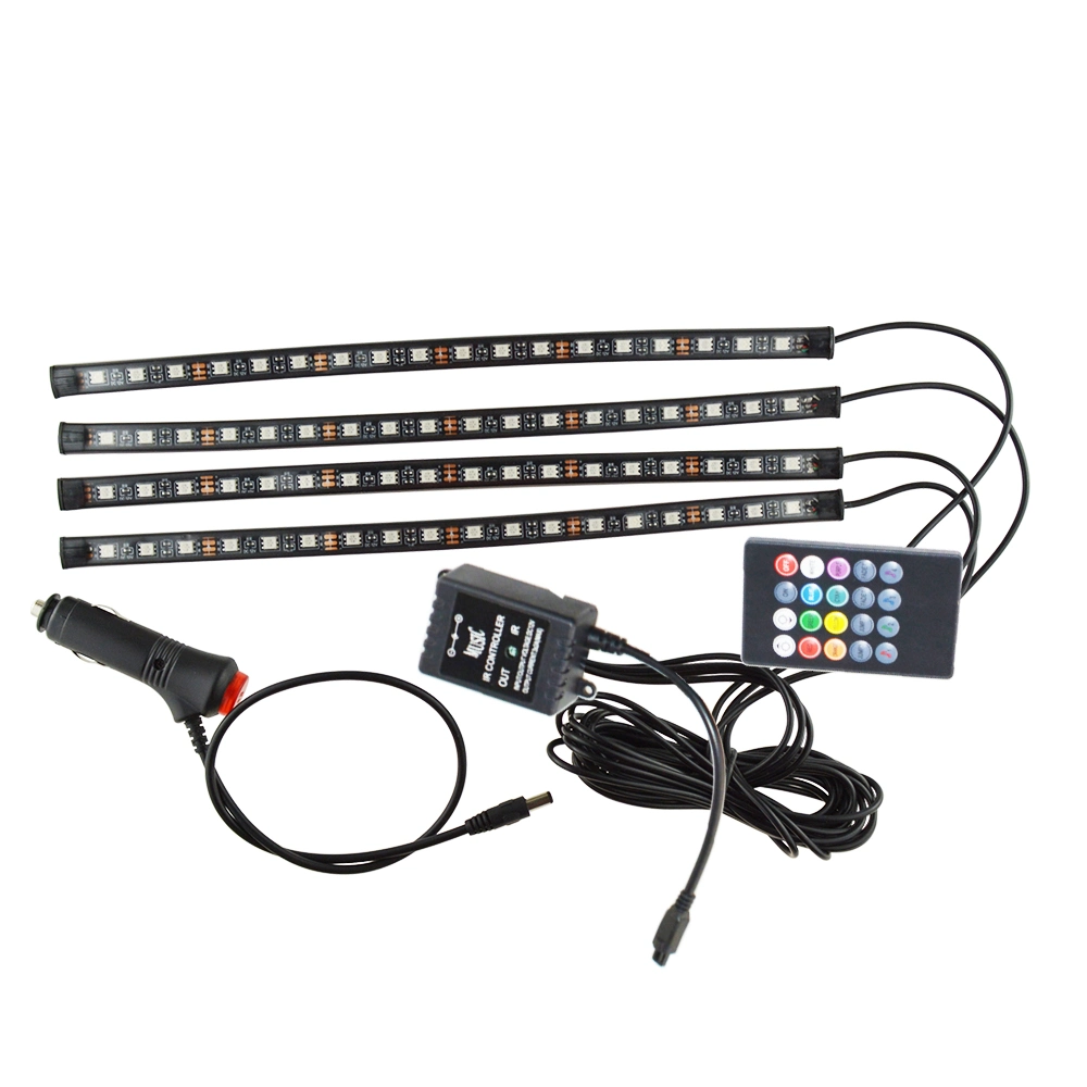 Other Car Lights 4PCS 18SMD Multi Colour Voice Control Footlight Decoration Interior 18LED Atmosphere Light for Car