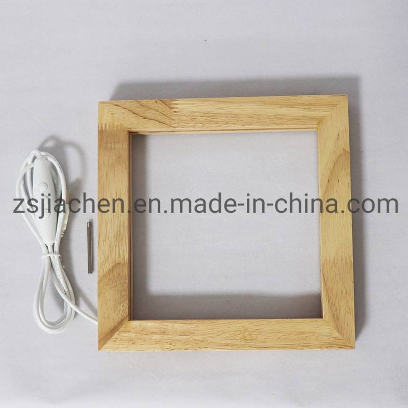 3D Acrylic Table Desk Lamp LED Photo Frame Decoration Wooden Night Light