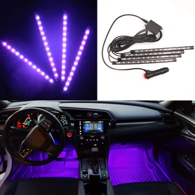 Tira de luz Interior de coche con Control de aplicación colorida, luz LED para ambiente de pie, otros accesorios de luz para coche