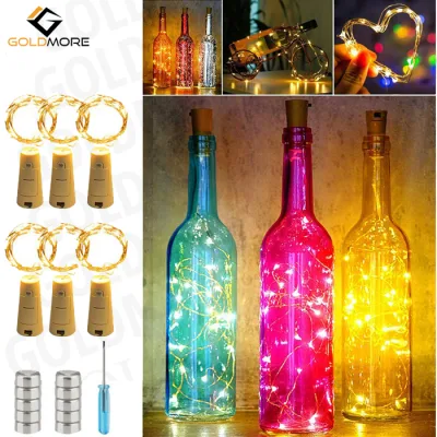 Goldmore11 10LEDs botella de vino luces de corcho luces de cadena de cobre para botella DIY, luces de cadena de alambre de cobre LED