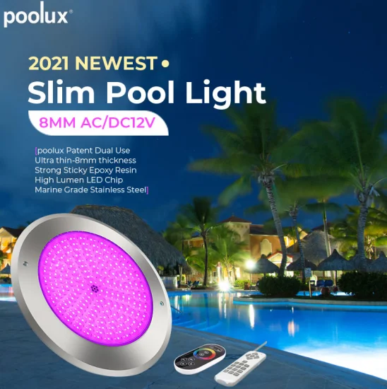 2021 Super Slim IP68 resina impermeable nuevo LED bajo el agua plana piscina luz Control remoto